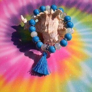 Blue Clay Bead Stretch Bracelet